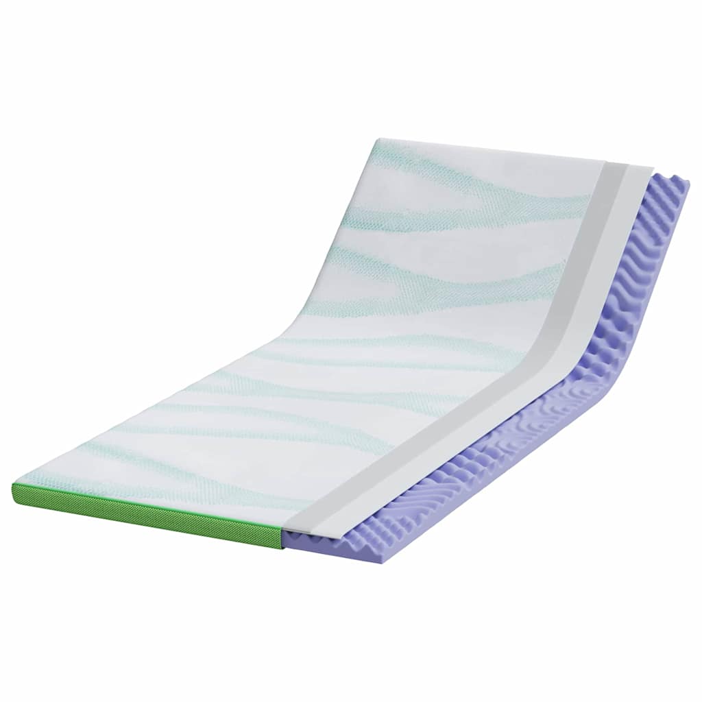 Vidaxl matrastopper wit en groen 100 x 200 cm jacquard stof