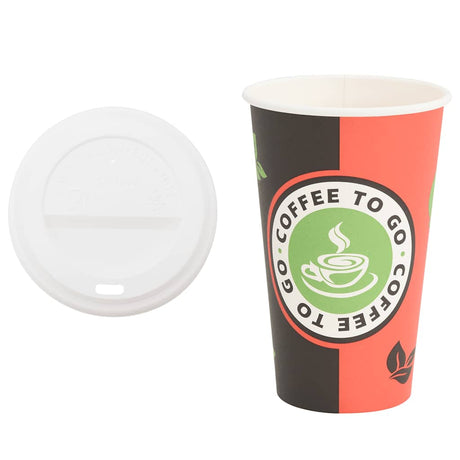 Vidaxl papieren koffiekopjes met deksel 1000 st 16oz 400 ml