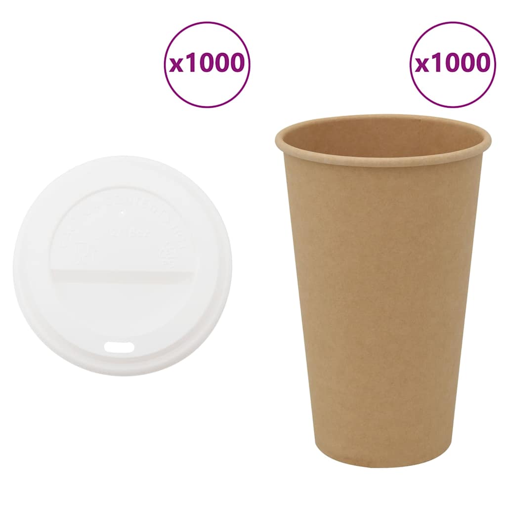 Vidaxl papieren koffiekopjes met deksel 1000 st 16oz 400 ml
