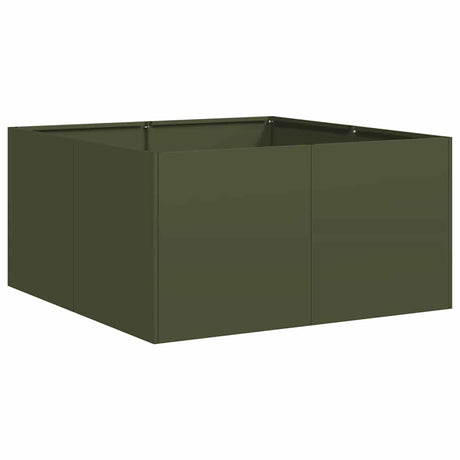 Vidaxl plantenbak 80x80x40 cm koudgewalst staal olijfgroen