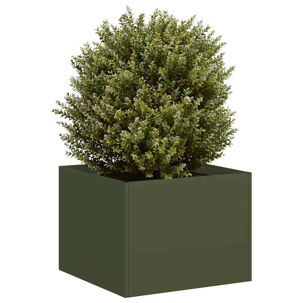 Vidaxl plantenbak 40x40x30 cm staal olijfgroen