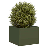Vidaxl plantenbak 40x40x30 cm staal olijfgroen