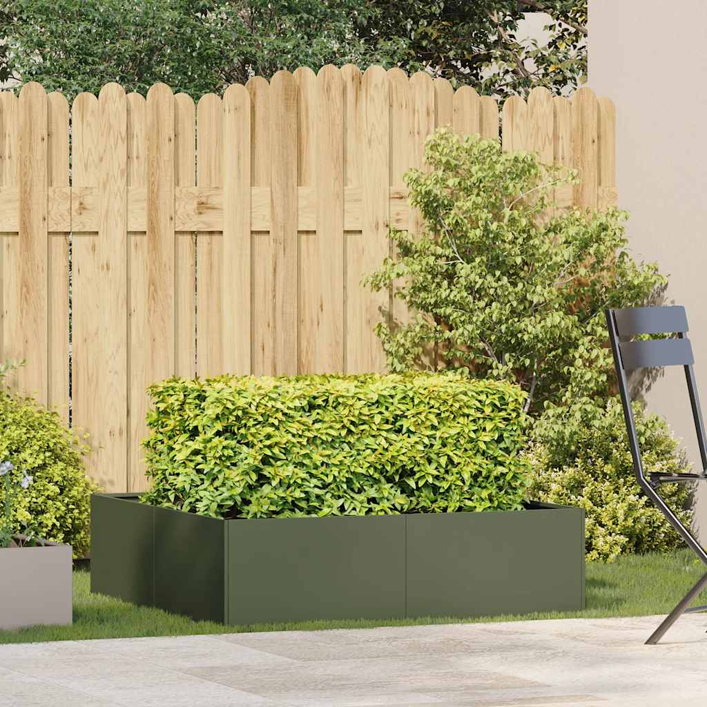 Vidaxl plantenbak 100x100x30 cm staal olijfgroen