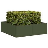 Vidaxl plantenbak 100x100x30 cm staal olijfgroen