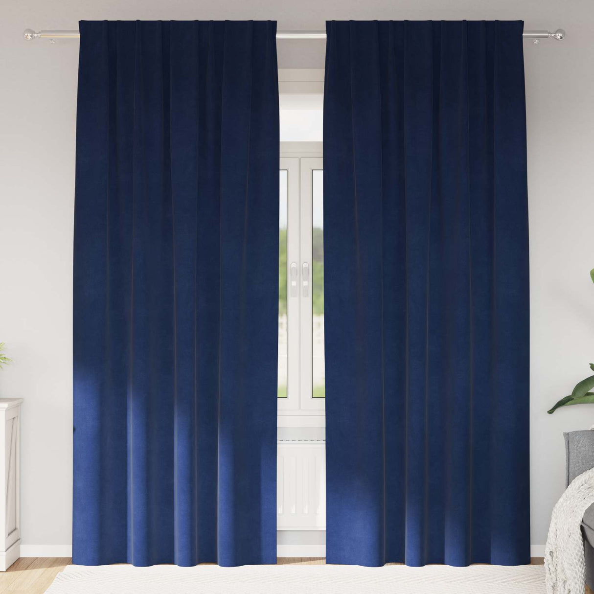 Vidaxl verduisterende gordijnen 2 pcs donkerblauw 140 x 225 cm fluweel