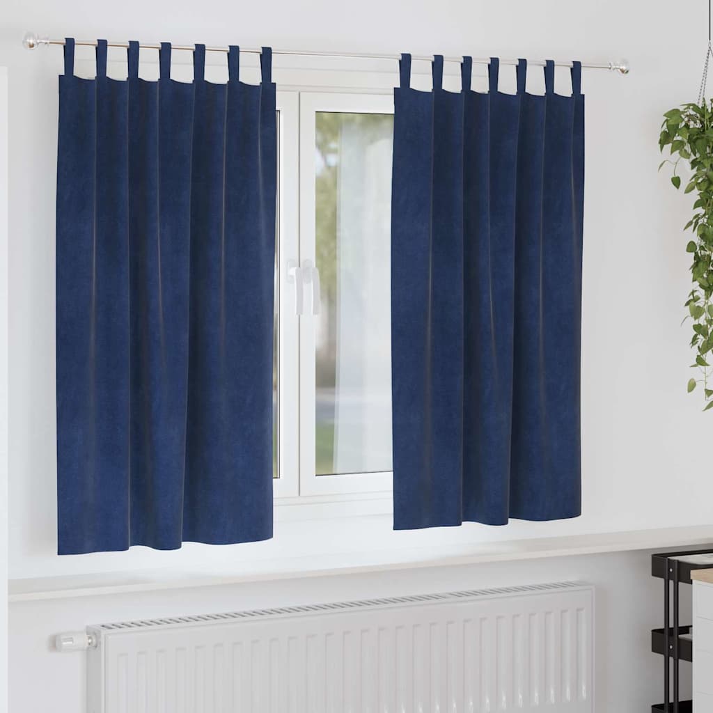 Vidaxl verduisterende gordijnen 2 pcs donkerblauw 140 x 175 cm fluweel