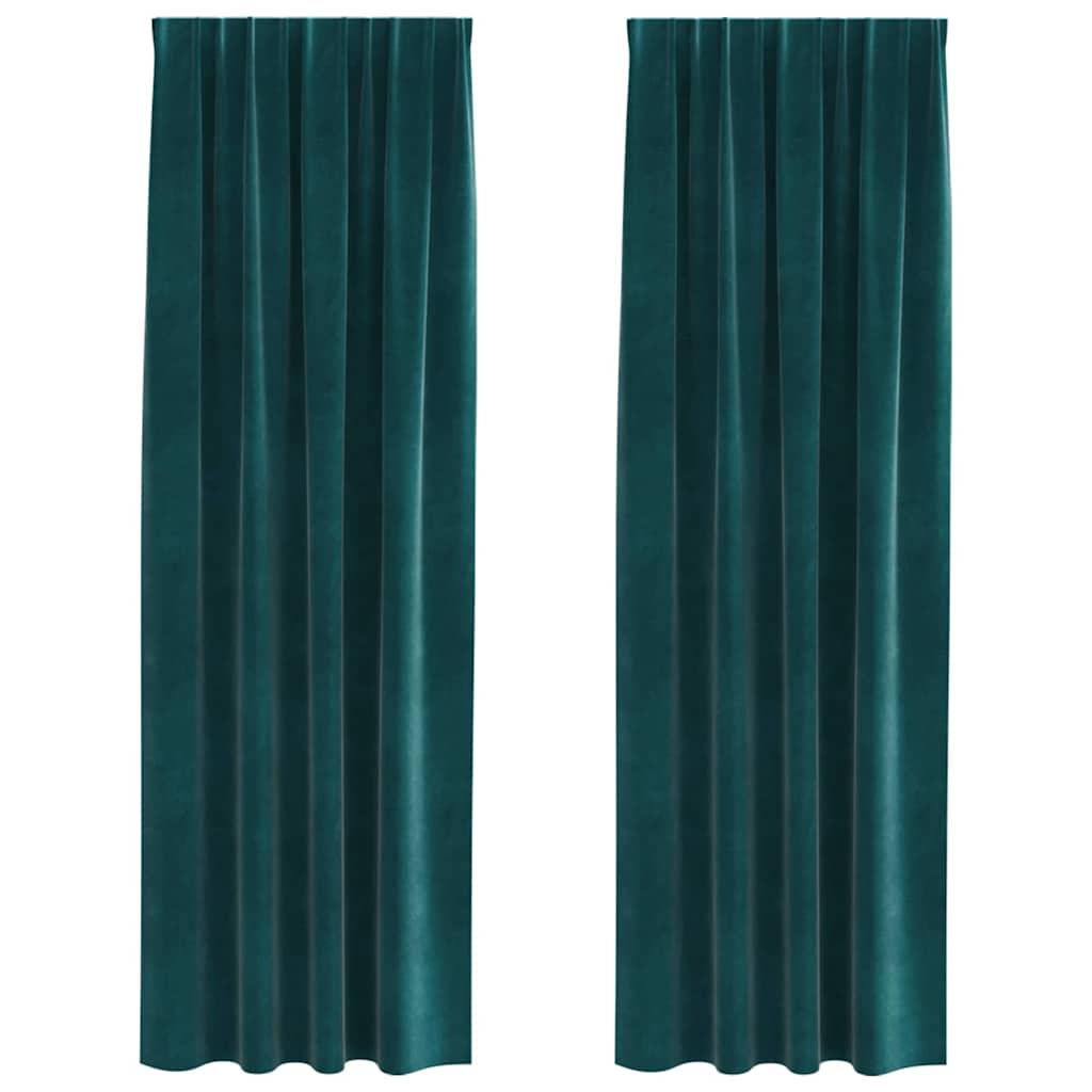 Vidaxl verduisterende gordijnen 2 pcs donkergroen 140 x 225 cm fluweel