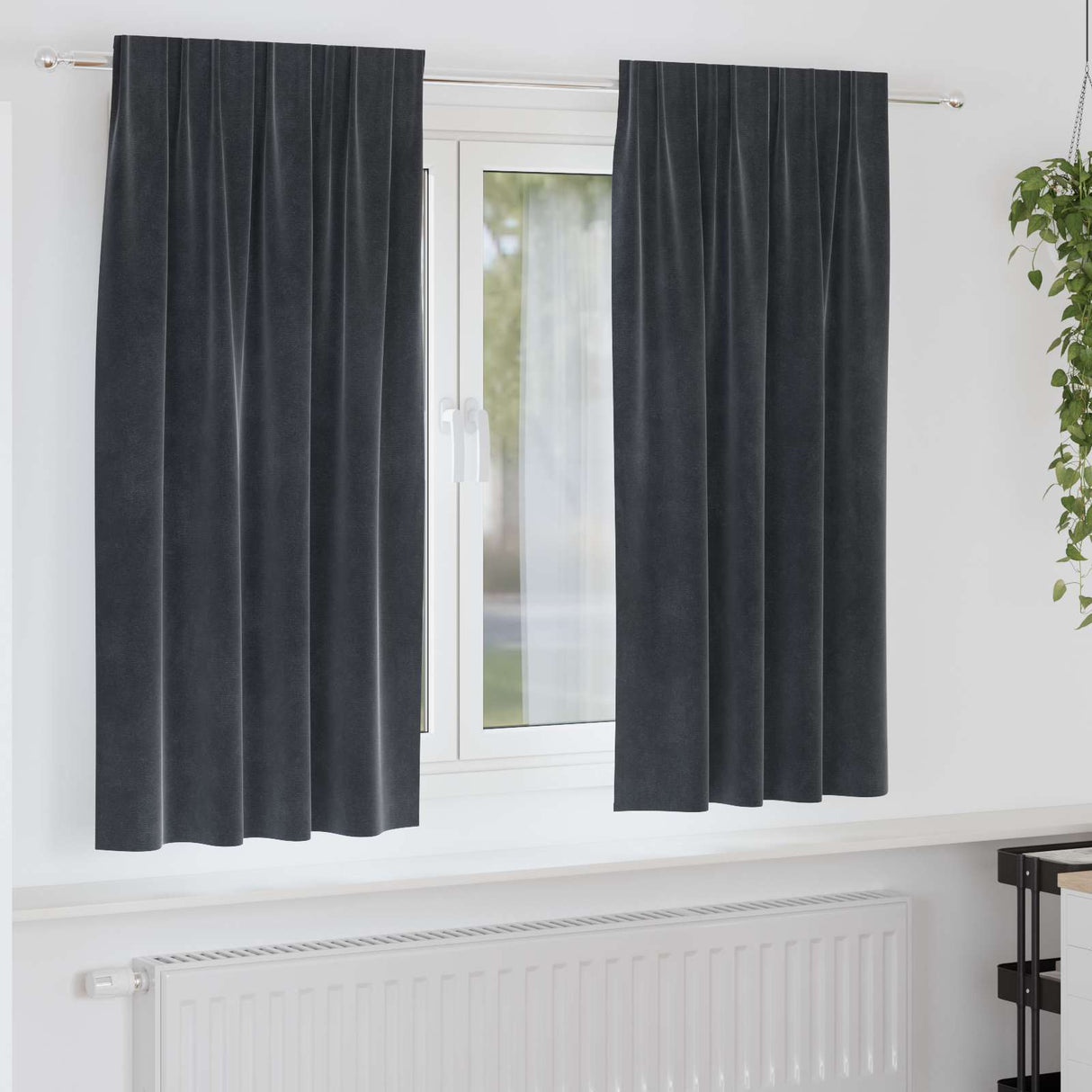 Vidaxl verduisterende gordijnen 2 pcs donkergrijs 140 x 175 cm fluweel