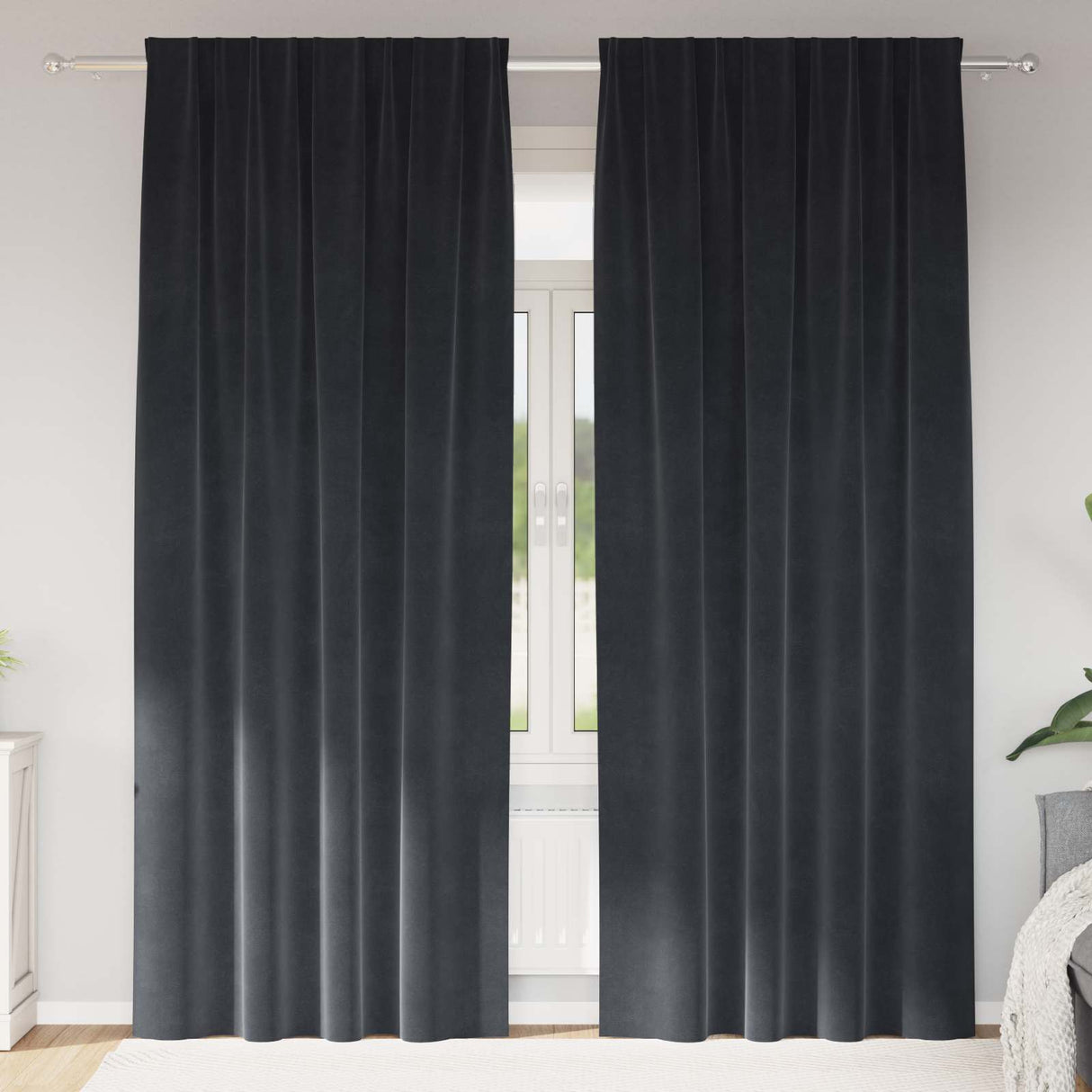 Vidaxl verduisterende gordijnen 2 pcs donkergrijs 140 x 225 cm fluweel
