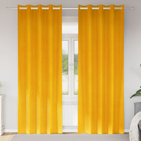Vidaxl verduisterende gordijnen 2 pcs mosterdgeel 140 x 225 cm fluweel