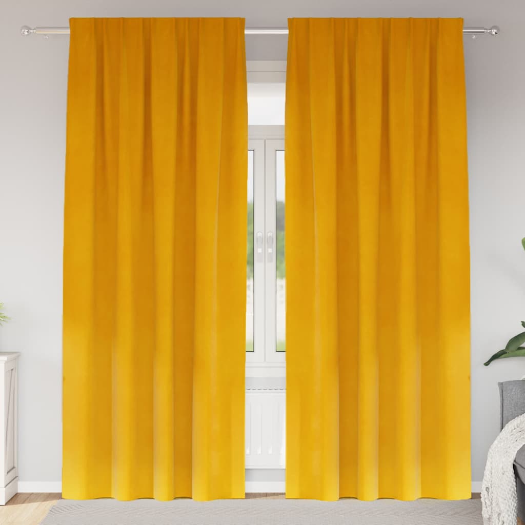 Vidaxl verduisterende gordijnen 2 pcs mosterdgeel 140 x 245 cm fluweel