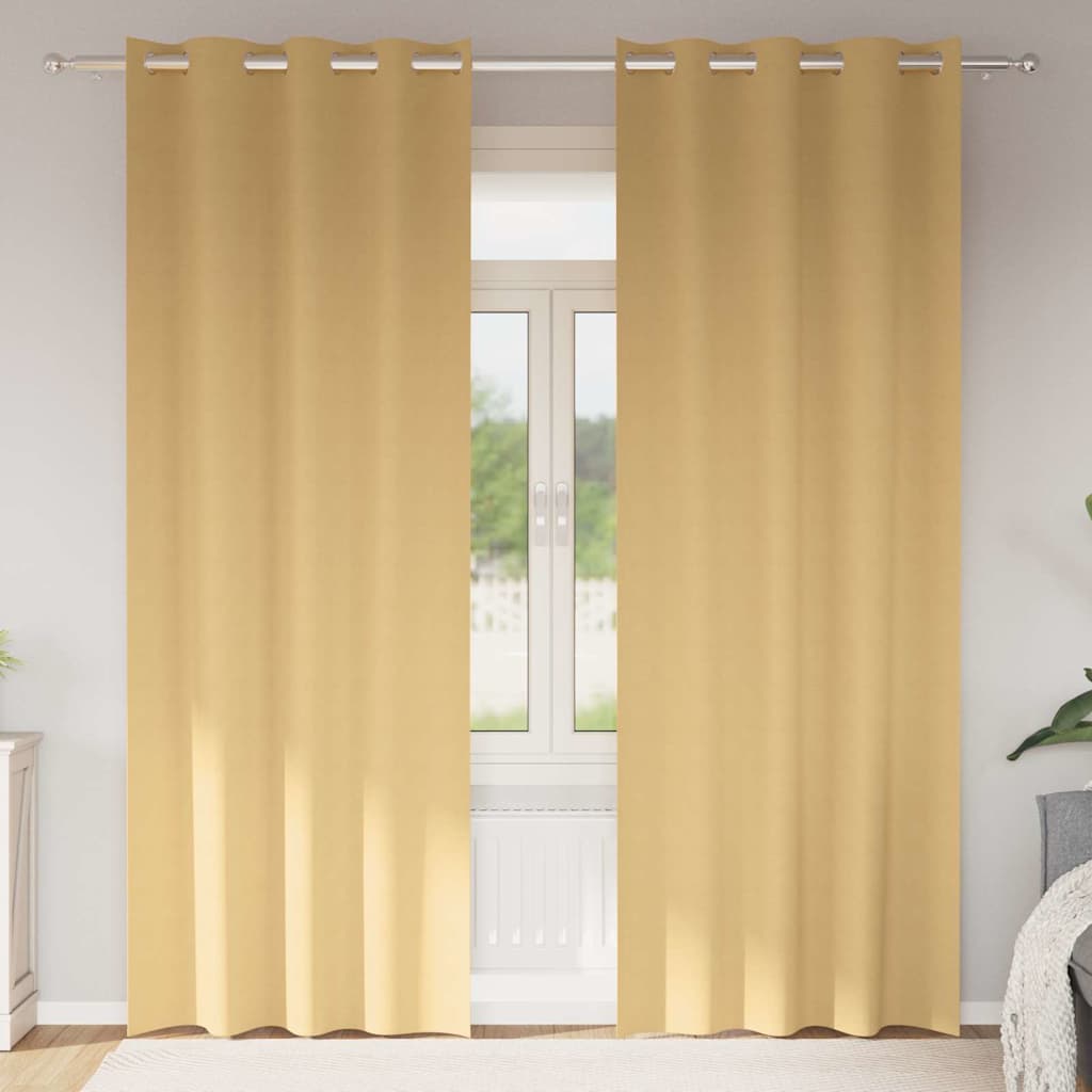 Vidaxl zwart-out gordijnen met ringen 2 pcs beige 245 x 140 cm