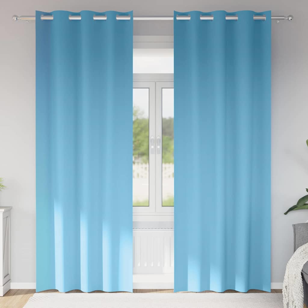 Vidaxl zwart-out gordijnen met ringen 2 pcs lichtblauw 260 x 140 cm