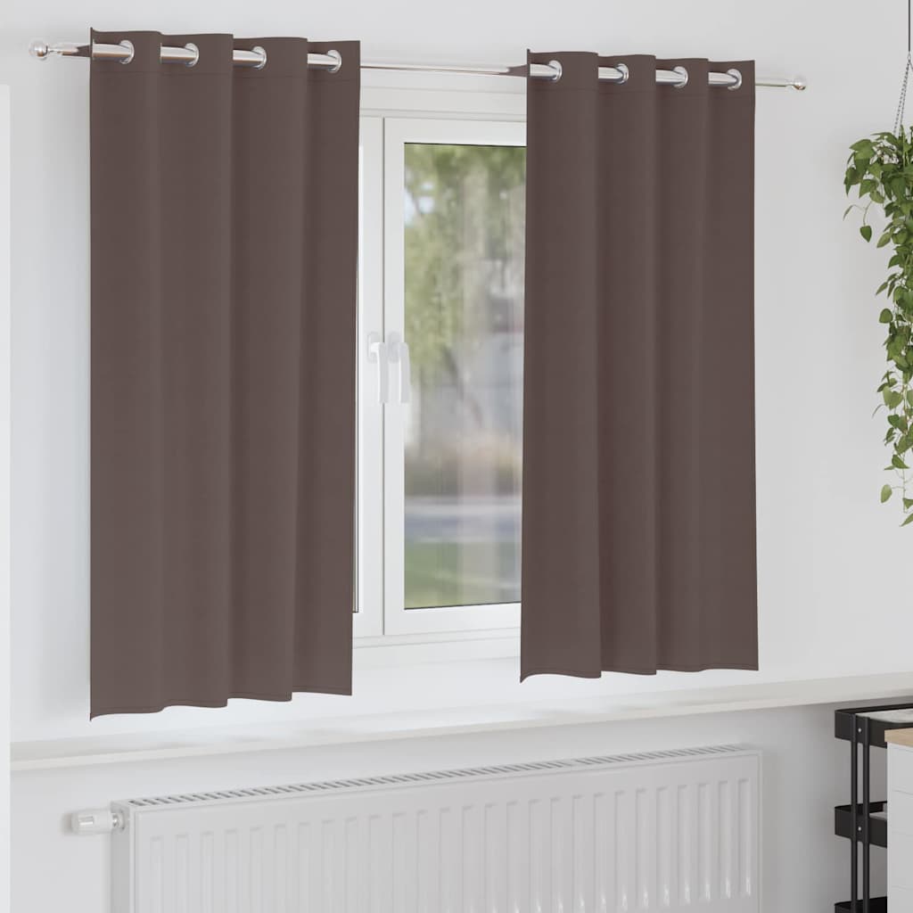 Vidaxl zwart-out gordijnen met ringen 2 pcs donkerbruin 175 x 140 cm
