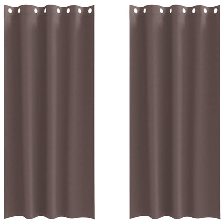 Vidaxl zwart-out gordijnen met ringen 2 pcs donkerbruin 225 x 140 cm