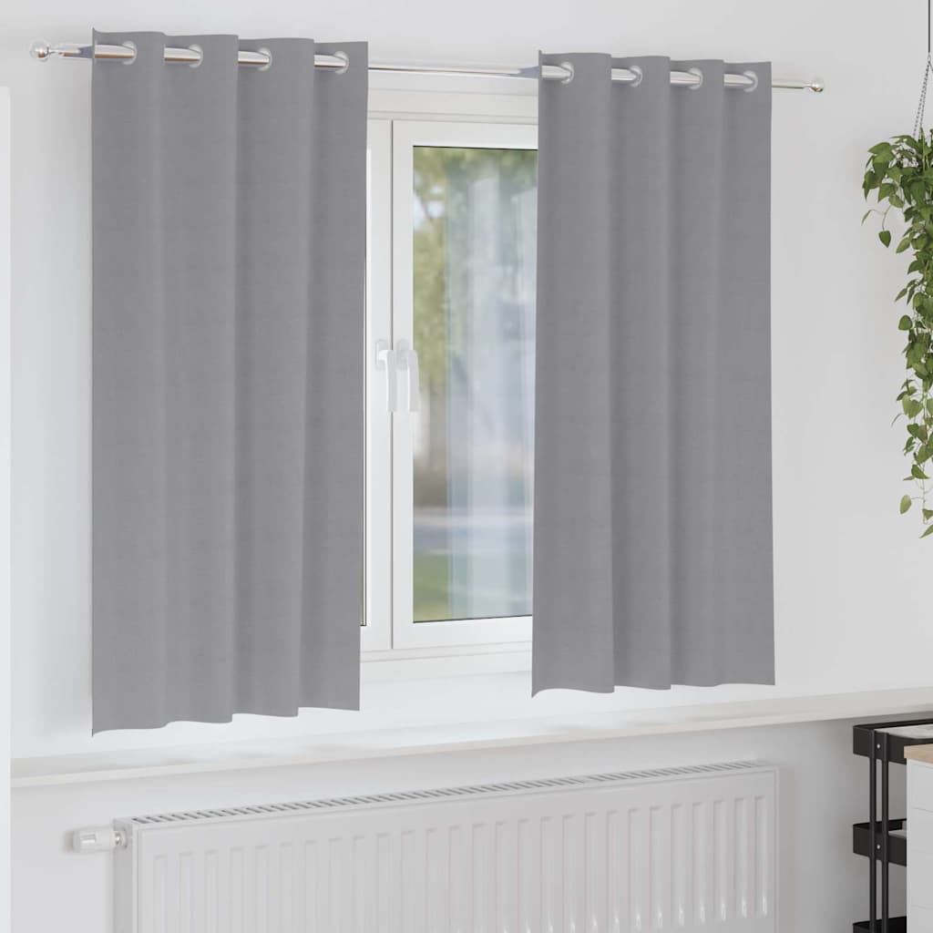 Vidaxl zwart-out gordijnen met ringen 2 pcs lichtgrijs 175 x 140 cm