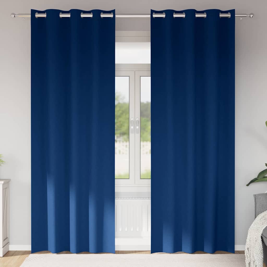 Vidaxl zwart-out gordijnen met ringen 2 pcs donkerblauw 245 x 140 cm