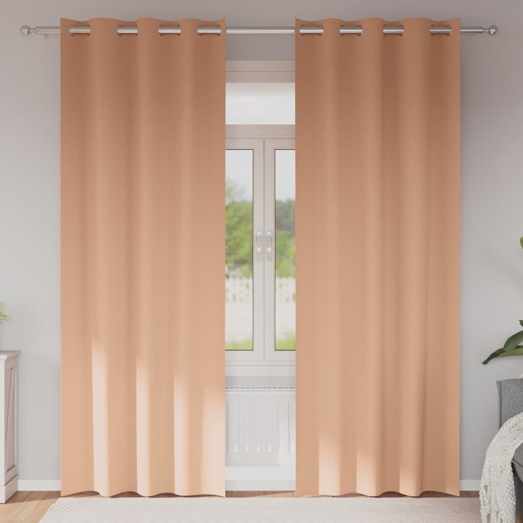 Vidaxl zwart-out gordijnen met ringen 2 pcs licht bruin 260 x 140 cm