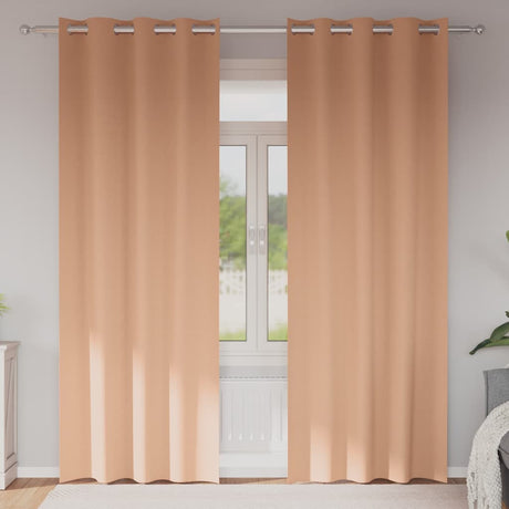 Vidaxl zwart-out gordijnen met ringen 2 pcs licht bruin 260 x 140 cm