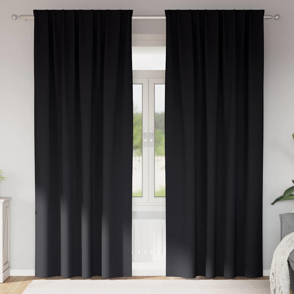 Vidaxl zwart-out gordijnen met ringen 2 pcs zwart 245 x 140 cm