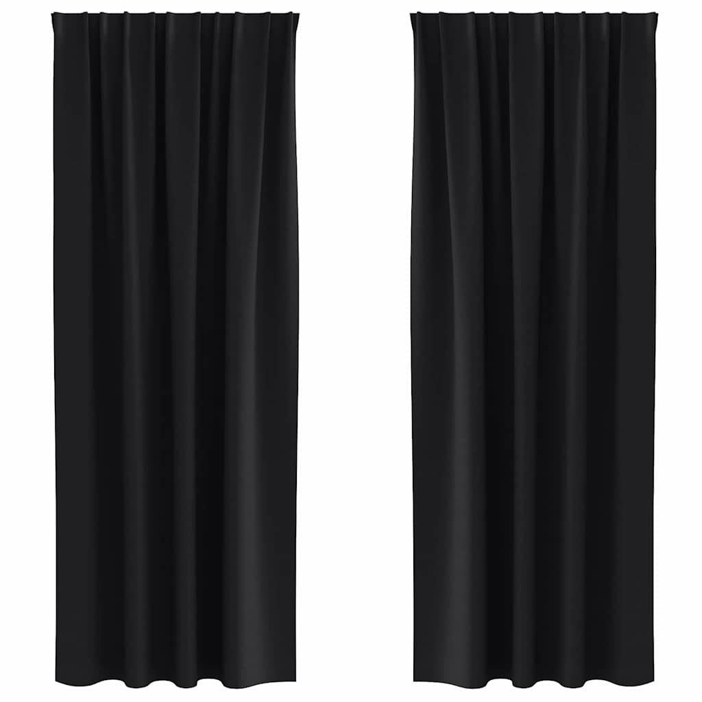 Vidaxl zwart-out gordijnen met ringen 2 pcs zwart 245 x 140 cm