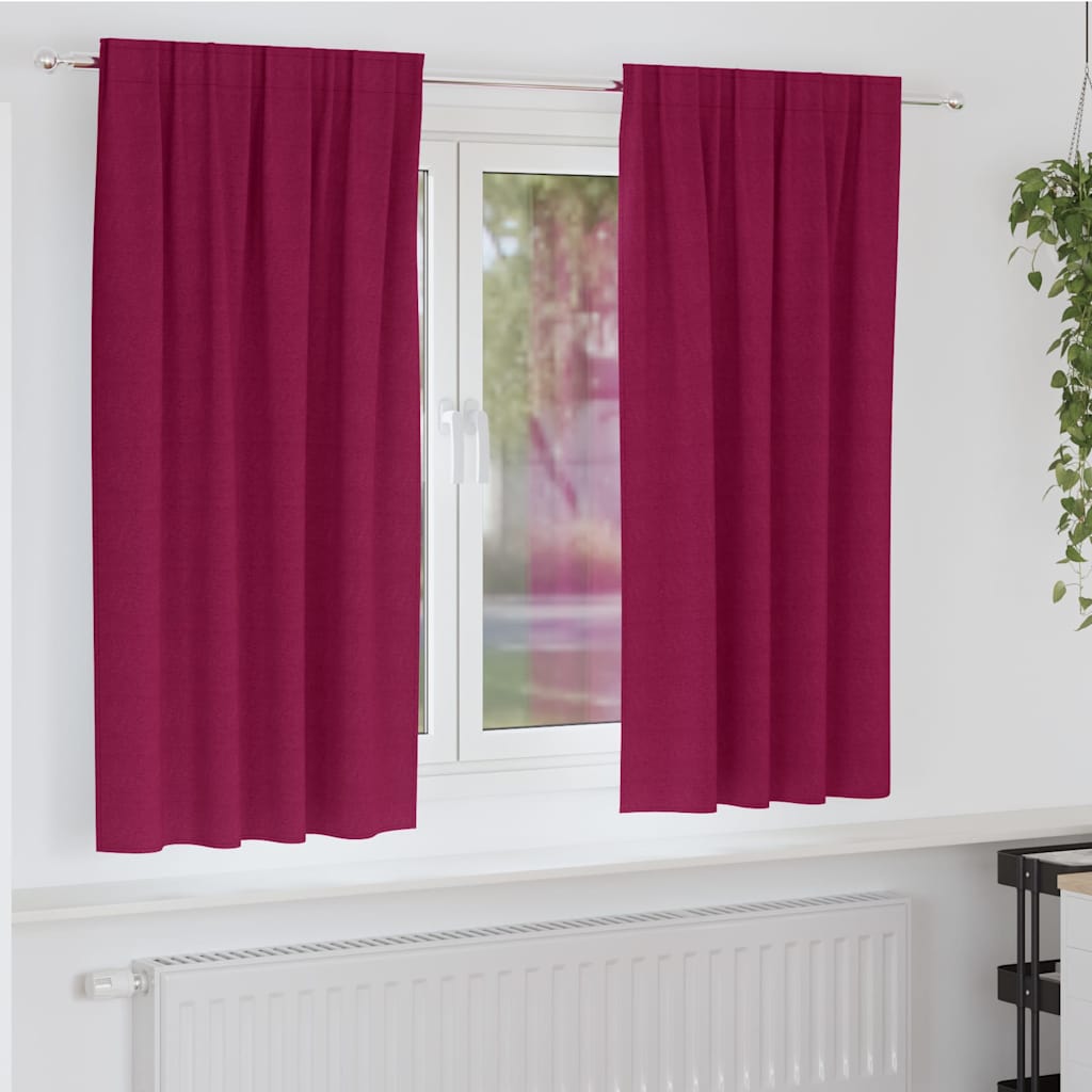 Vidaxl zwart-out gordijnen met ringen 2 pcs wijnrood 175 x 140 cm
