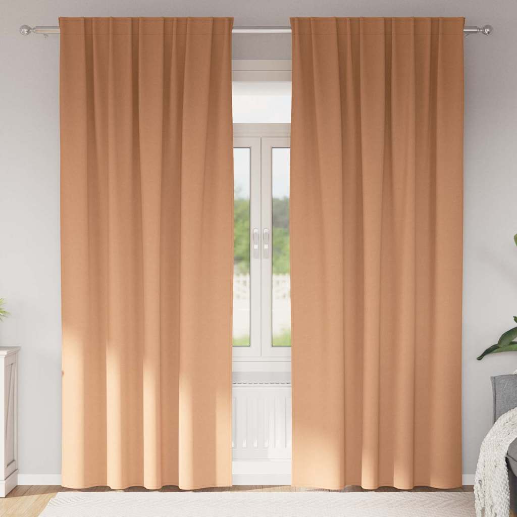 Vidaxl zwart-out gordijnen met ringen 2 pcs licht bruin 245 x 140 cm