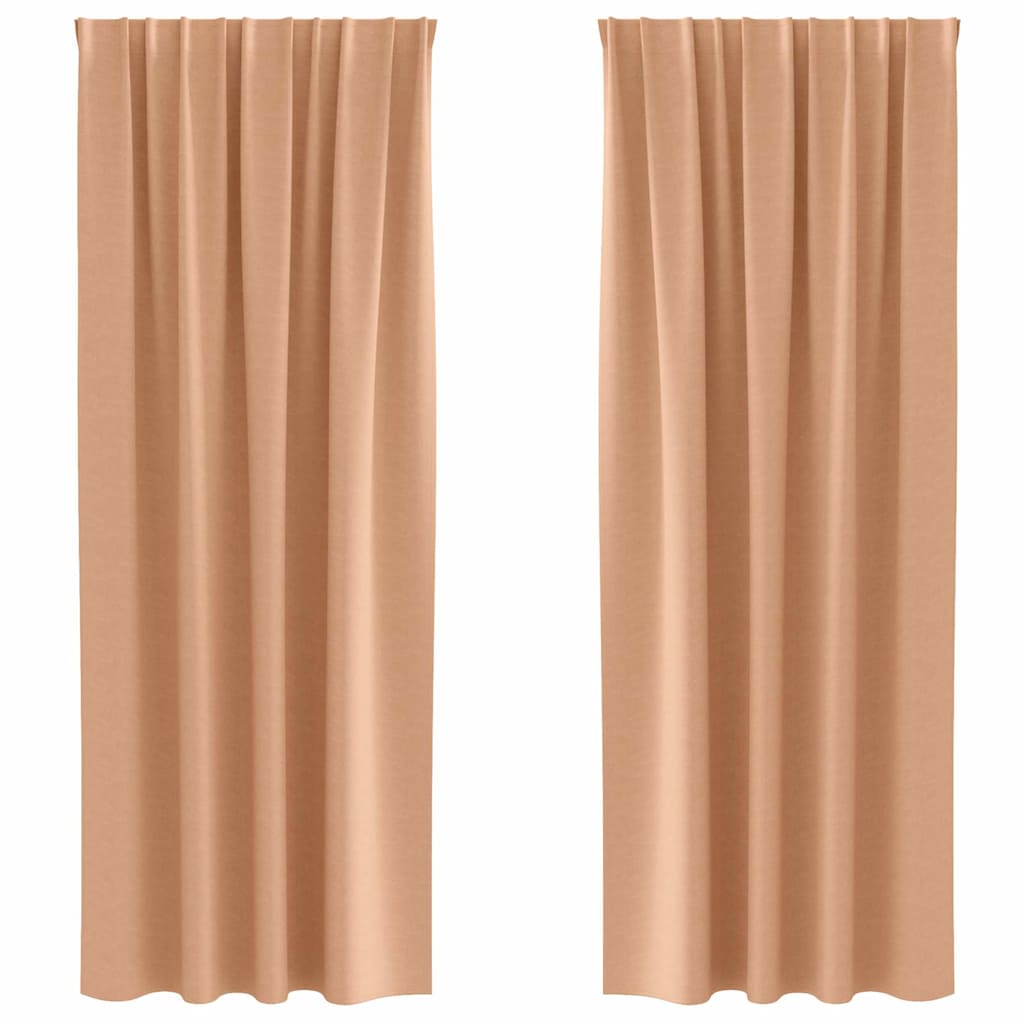 Vidaxl zwart-out gordijnen met ringen 2 pcs licht bruin 260 x 140 cm
