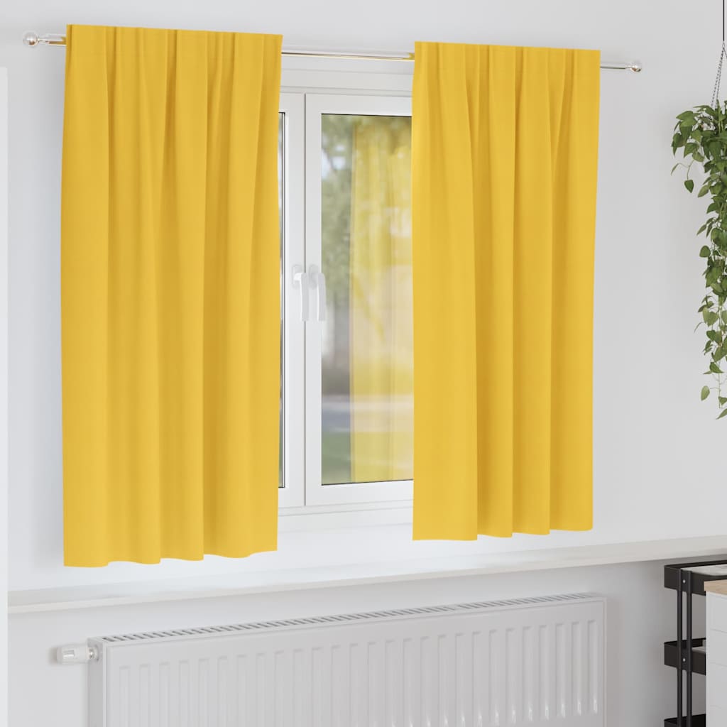 Vidaxl zwart-out gordijnen met ringen 2 pcs mosterdgeel 175 x 140 cm
