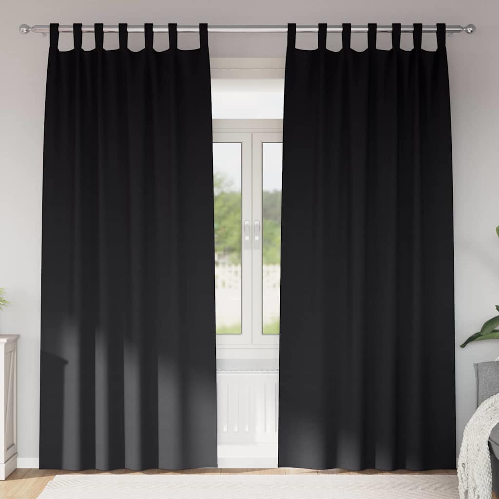 Vidaxl zwart-out gordijnen met ringen 2 pcs zwart 245 x 140 cm