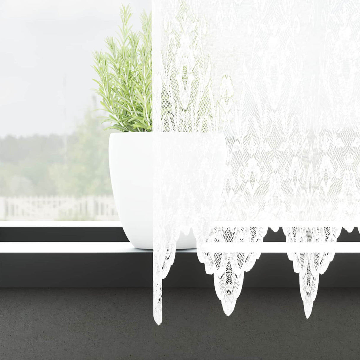 Vidaxl kantgordijn met gordijnen bloemen wit 100x900cm polyester
