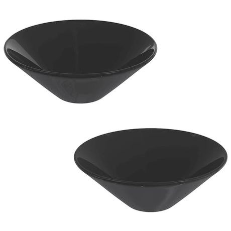 Vidaxl wastafels 2 st ø42x14 cm keramiek glanzend zwart
