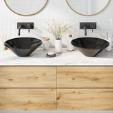 Vidaxl wastafels 2 st ø42x14 cm keramiek glanzend zwart