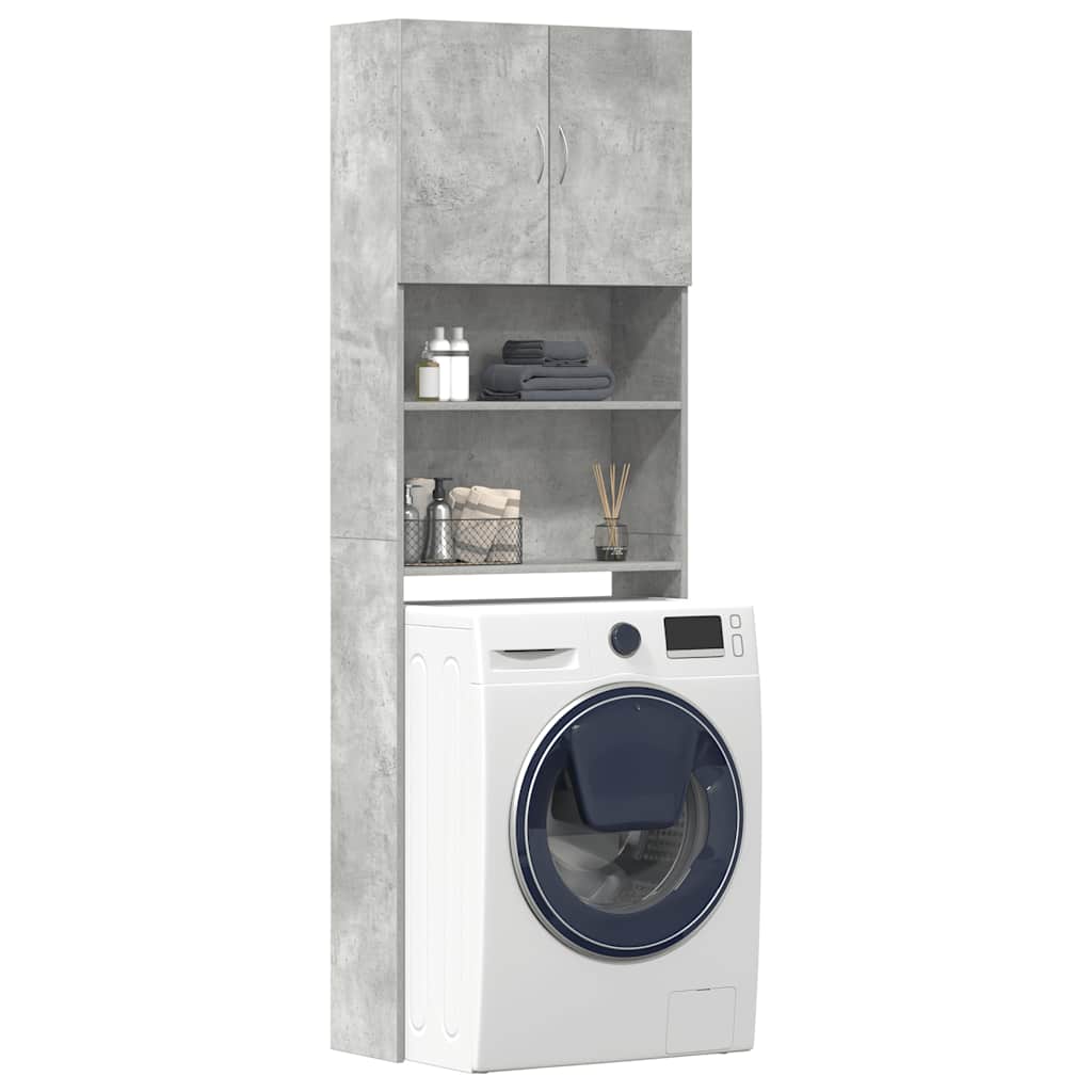 Vidaxl wasmachinekast 64x24x190 cm bewerkt hout betongrijs