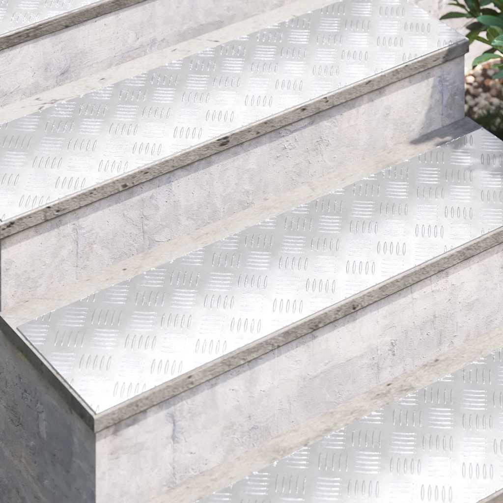 Vidaxl trap tread rechthoekig 2 pcs zilver 100 x 25 cm aluminium