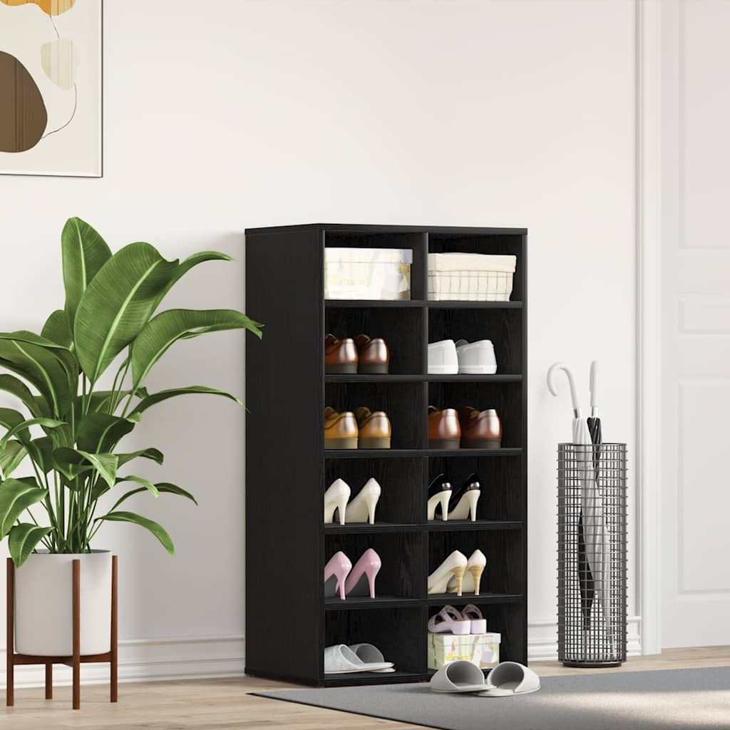Vidaxl schoenenrek 54x34x100,5 cm spaanplaat zwart eikenkleurig