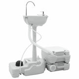Vidaxl camping toilet set 2 pcs grijs en wit