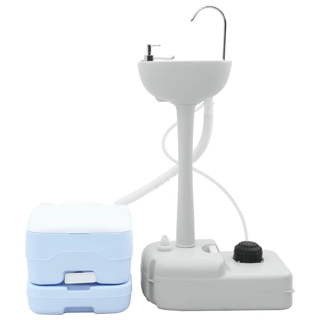 Vidaxl camping toilet set 2 pcs blauw en wit