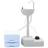 Vidaxl camping toilet set 2 pcs blauw en wit