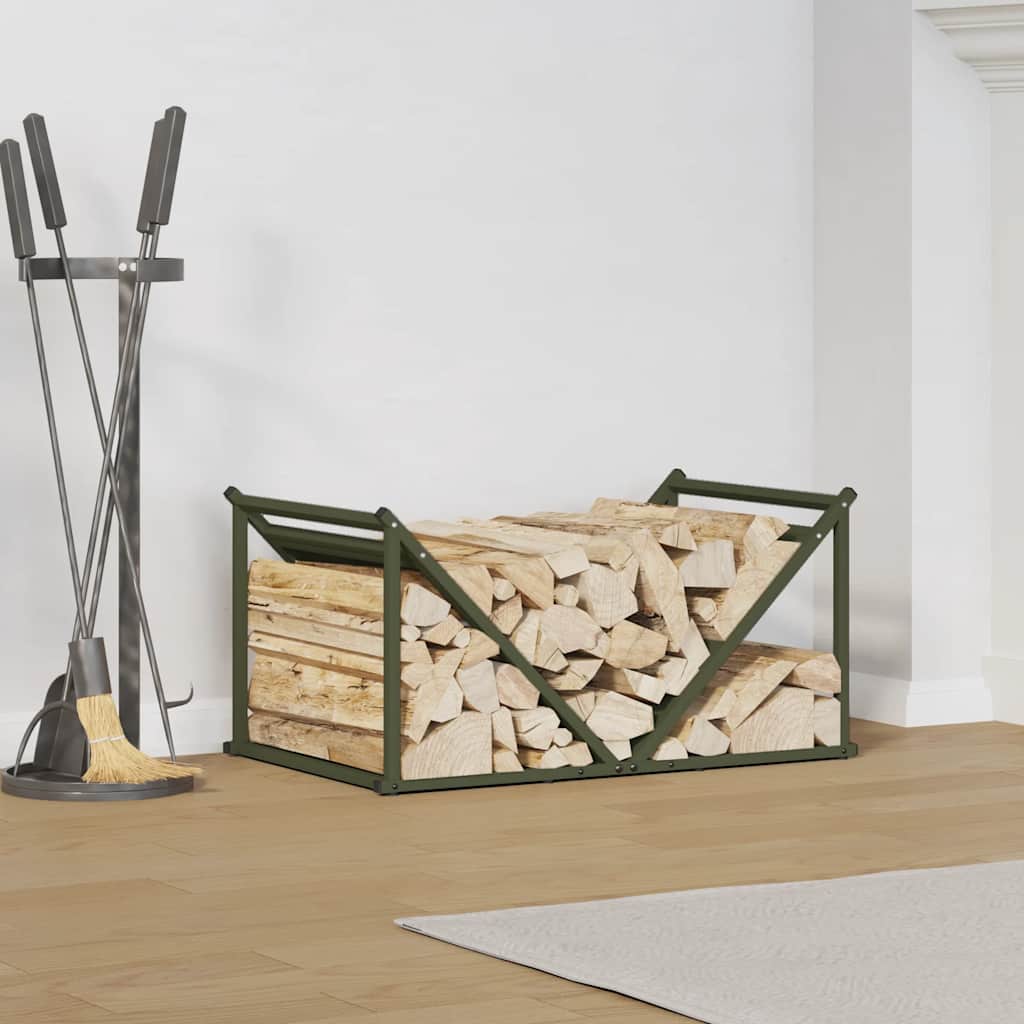 Vidaxl brandhoutrek 70x43x34,5 cm koudgewalst staal olijfgroen