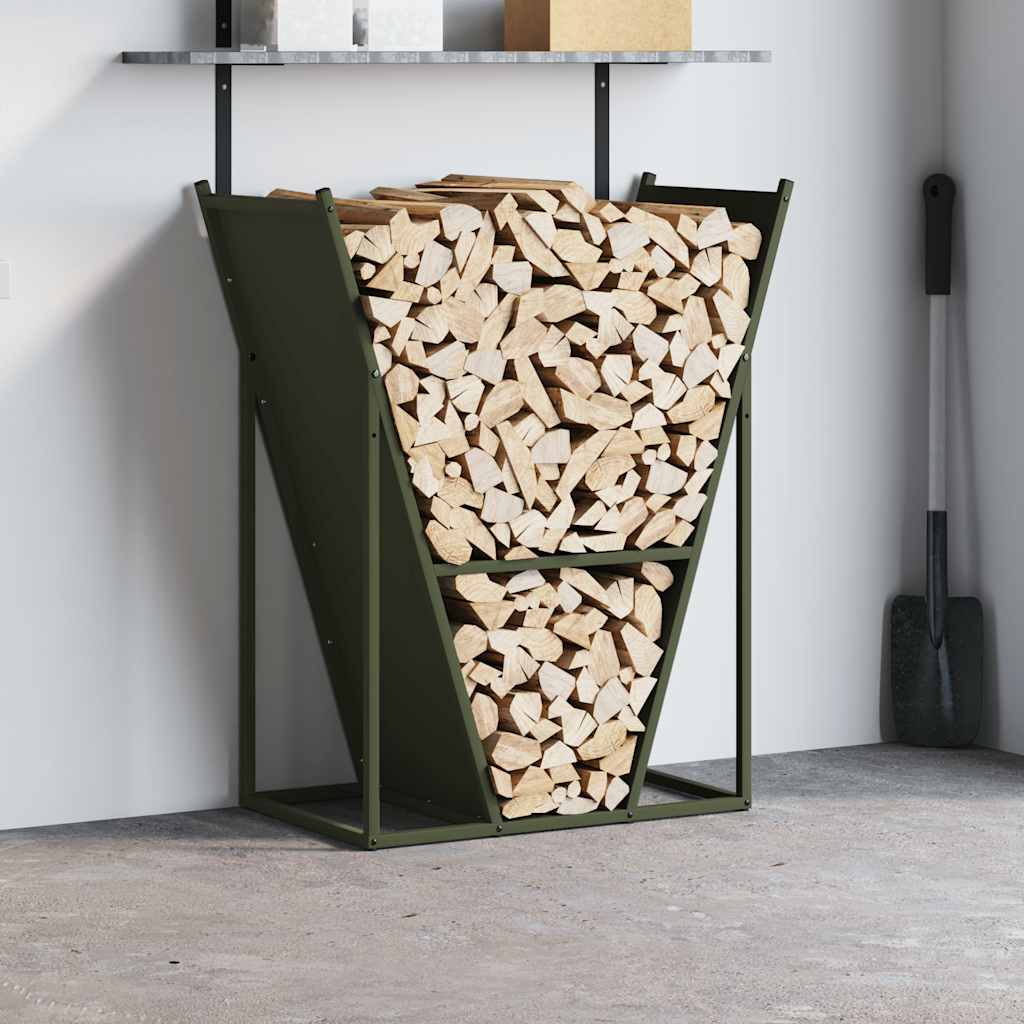 Vidaxl brandhoutrek 69,5x35x81 cm koudgewalst staal olijfgroen