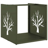 Vidaxl brandhoutrek 40x40x40 cm koudgewalst staal olijfgroen