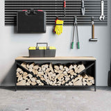Vidaxl brandhoutrek met houten blad 100,5x35,5x40 cm zwart