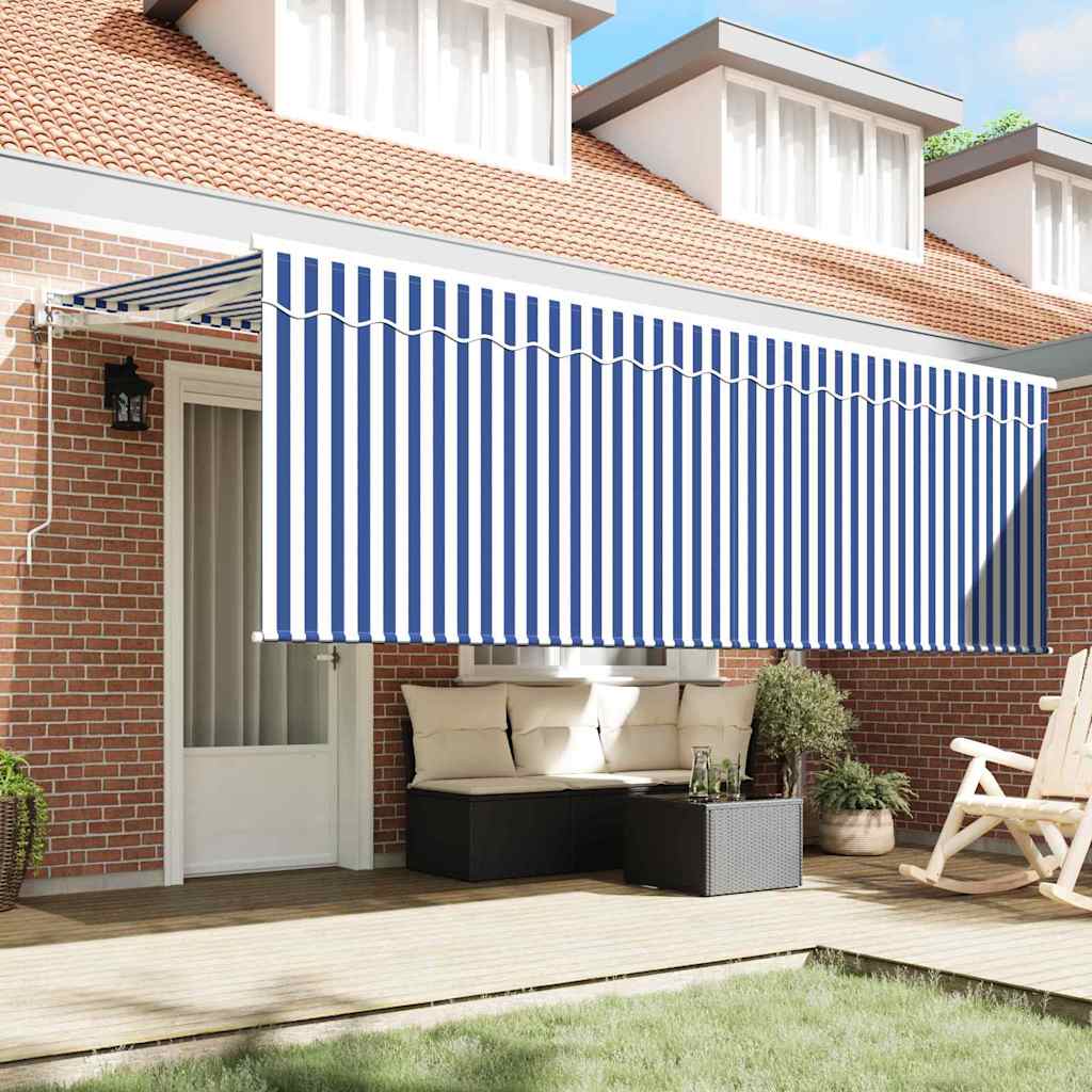 Vidaxl inklapbaar zonnescherm gestreept blauw 350 x 200 cm stof