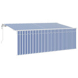 Vidaxl inklapbaar zonnescherm blauw en wit 400 x 200 cm