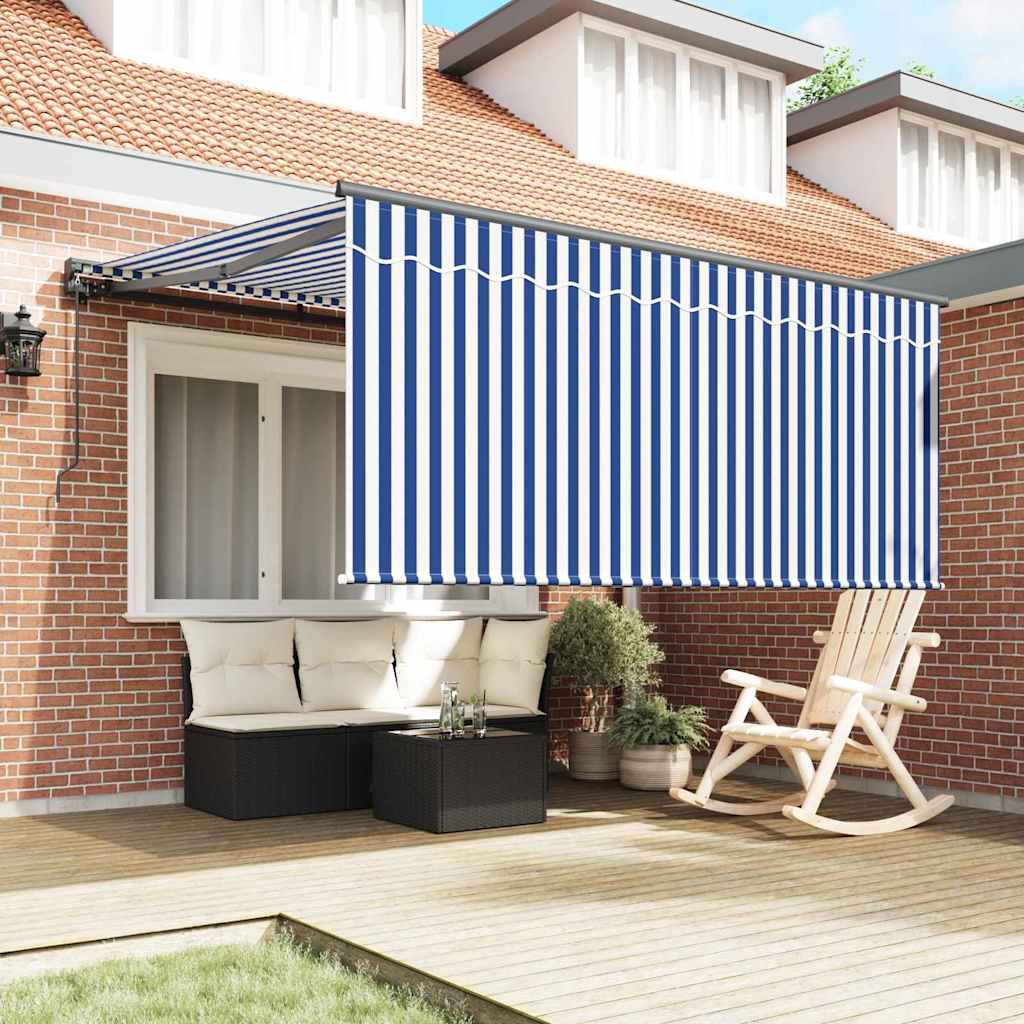 Vidaxl inklapbaar zonnescherm blauw en wit 300 x 250 cm