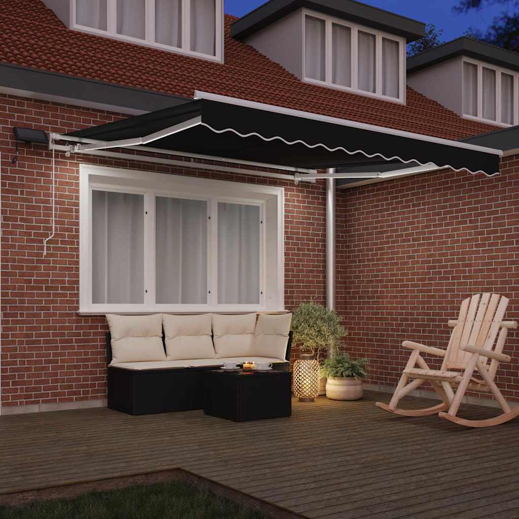 Vidaxl inklapbaar zonnescherm zwart 300 x 250 cm stof en staal