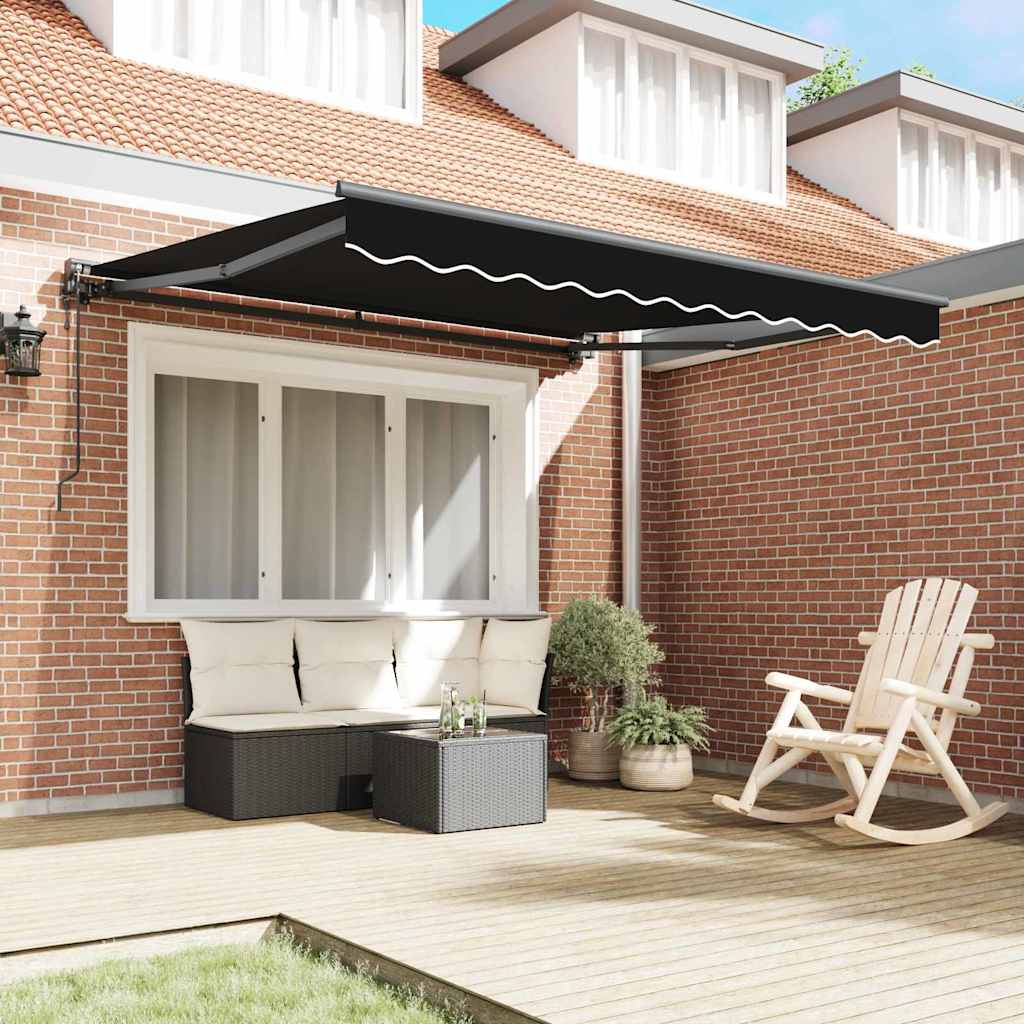 Vidaxl inklapbaar zonnescherm zwart 300 x 250 cm polyester en metaal