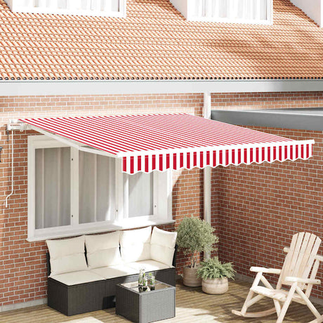 Vidaxl inklapbaar zonnescherm rood en wit 350 x 250 cm stof