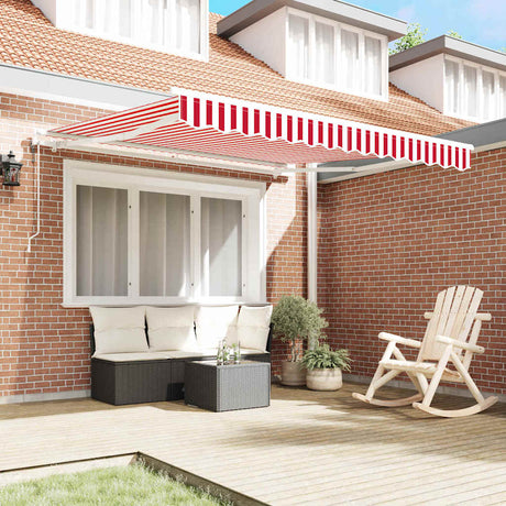 Vidaxl inklapbaar zonnescherm rood en wit 350 x 250 cm stof